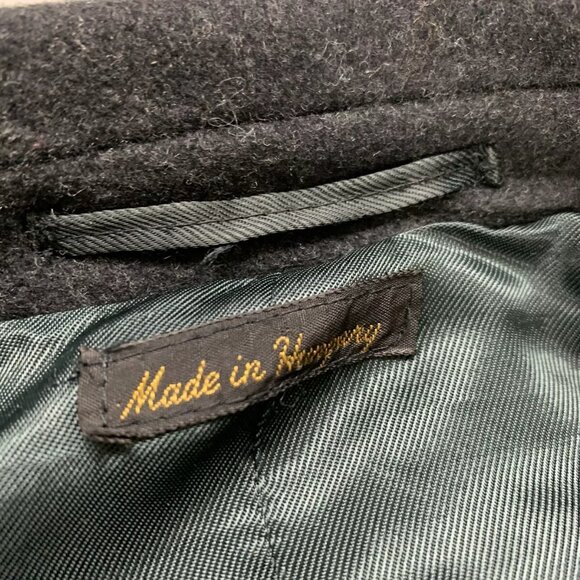 Vintage Virany Mens 100% Wool Long Pea Coat Overcoat Trench Mens Size 46 Hungary - Picture 9 of 11